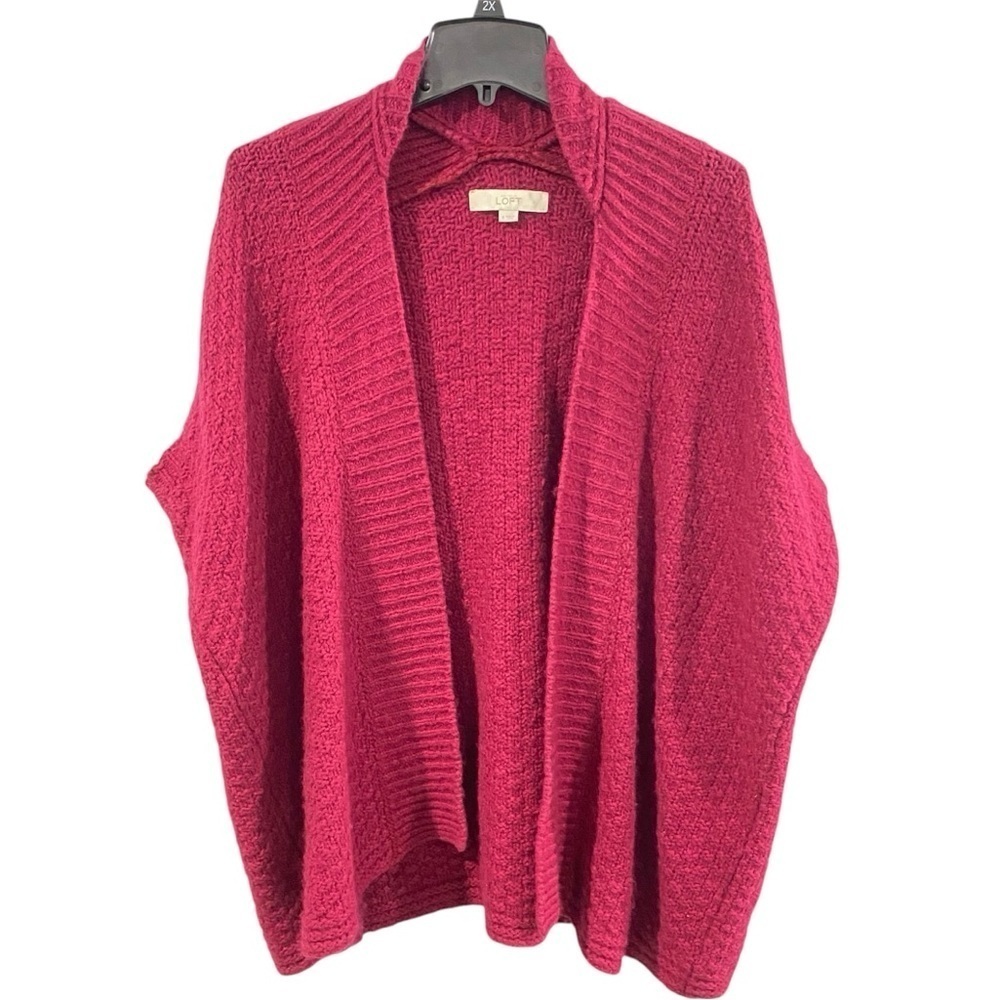 Ann Taylor Loft Open Sweater Vest Women's S Cranberry Sleeveless Wool Blend Warm